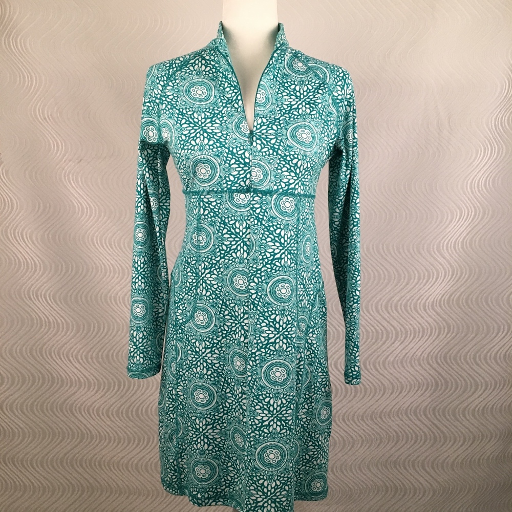 Soybu Green & White Tribal Print Yoga Dress, Small